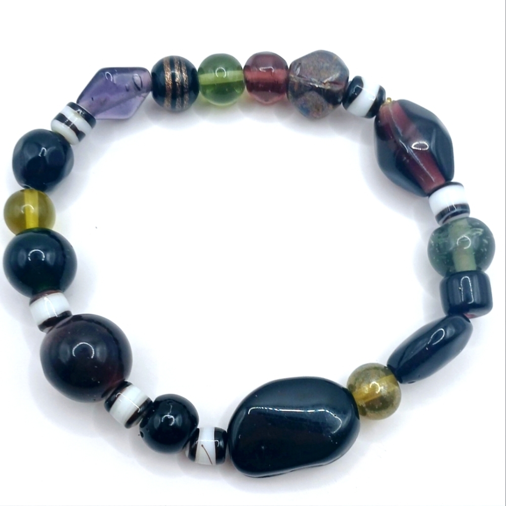 Multicolor Glass Beaded Stretch Bracelet